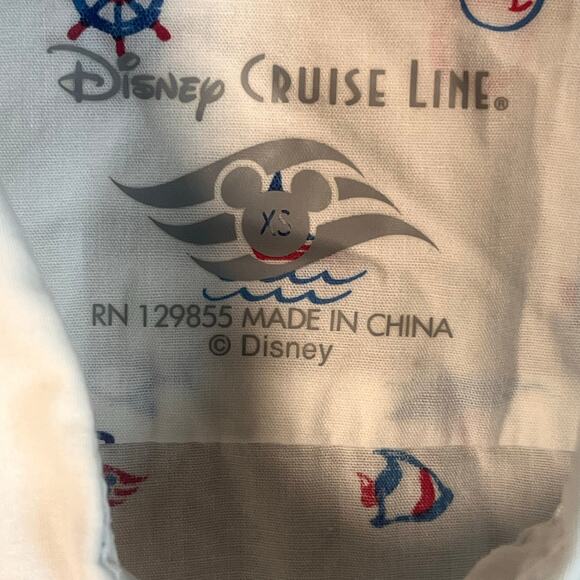 Disney Cruise Line Boys Button Down Shirt Nautical Print White Size XS - Picture 3 of 6